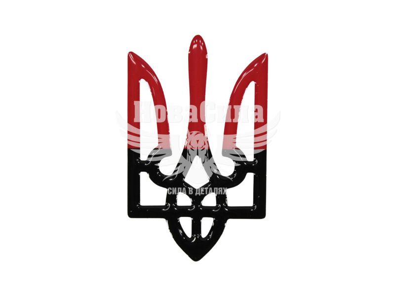 Наклейка герб (силікон) 7,5x4,6 чорно-червона (68-42)