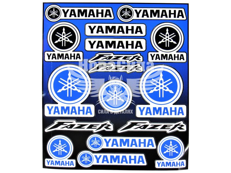 Наклейка (планшет) для мото Yamaha кт.-17шт. 29х24,5 синя (9-87)