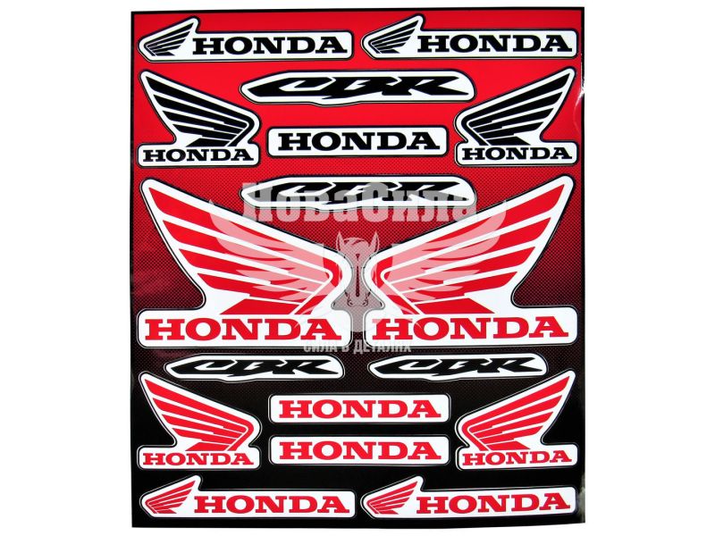 Наклейка (планшет) для мото Honda кт.-17шт. 29х24,5 червона (9-86)