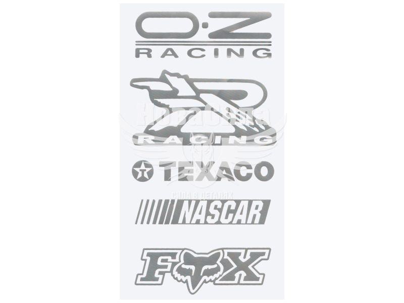 Наклейка з написом в ряд (O-Z, RACING, TEXACO, NASCAR) (срібн.) 28х14 (62-51)