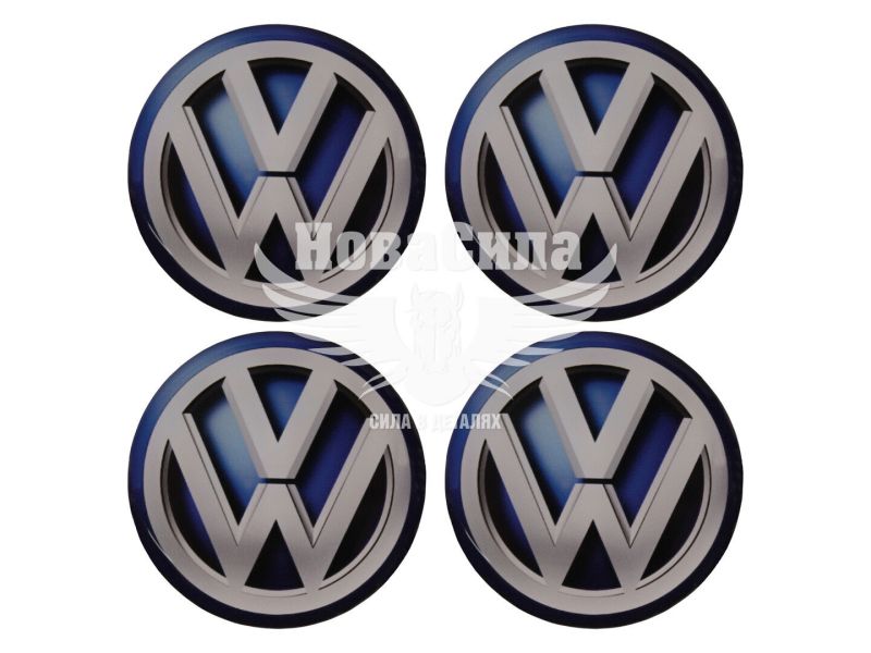 Наклейка VW на ковпаки (синя) (силікон) діам. 5х5 (68-1)