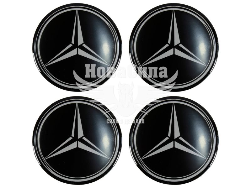 Наклейка Mercedes Benz на ковпаки (силікон) чорна діам. 7 (67-32)