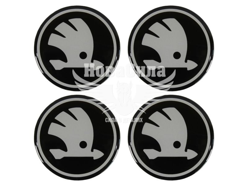 Наклейка Skoda на ковпаки (чорна) (силікон) діам. 5х5 (68-7)