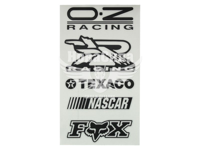 Наклейка з написом в ряд (O-Z, RACING, TEXACO, NASCAR) (чорн.) 28х14 (62-51)