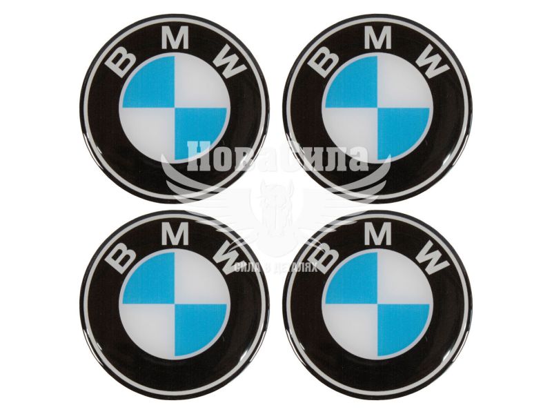 Наклейка BMW на ковпаки (силікон) синя діам. 7 (67-35)