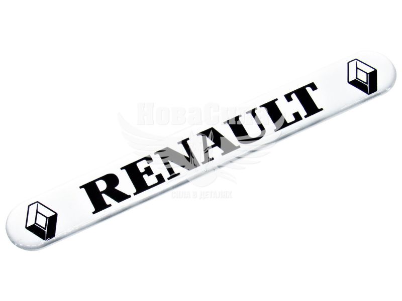 Наклейка з написом RENAULT (срібне тло) (силікон) 14х1,8 (69-80)