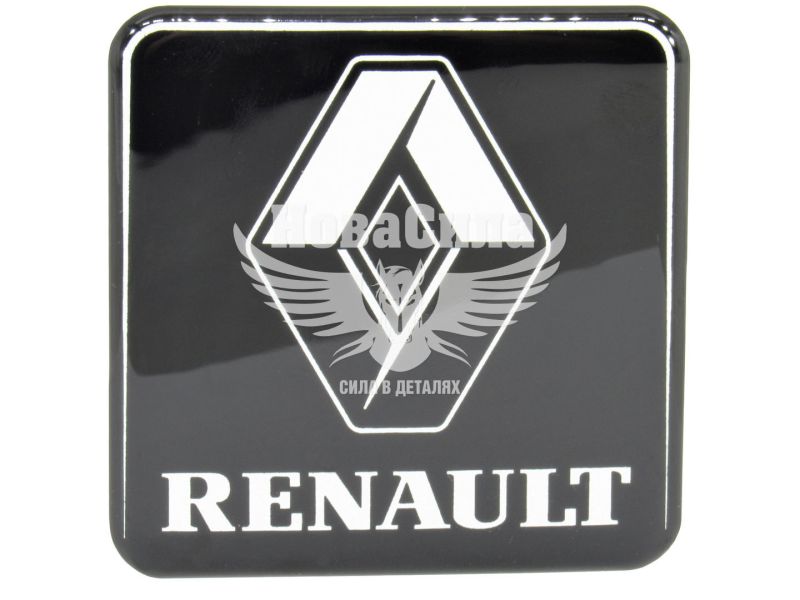 Наклейка з написом Renault (чорне тло) (силікон) 7х7 (71-63)
