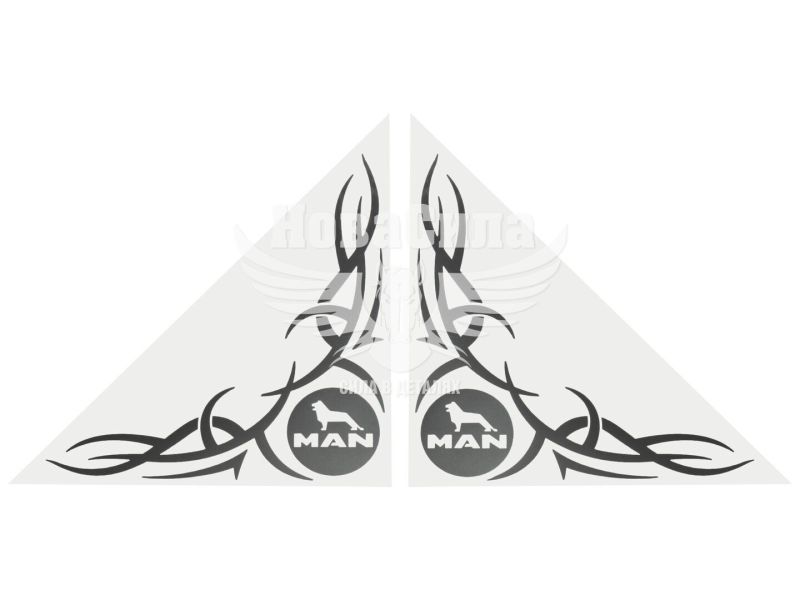 Наклейка Кутова (скла бокового) (MAN) (срібна) 31х31 (65-22)