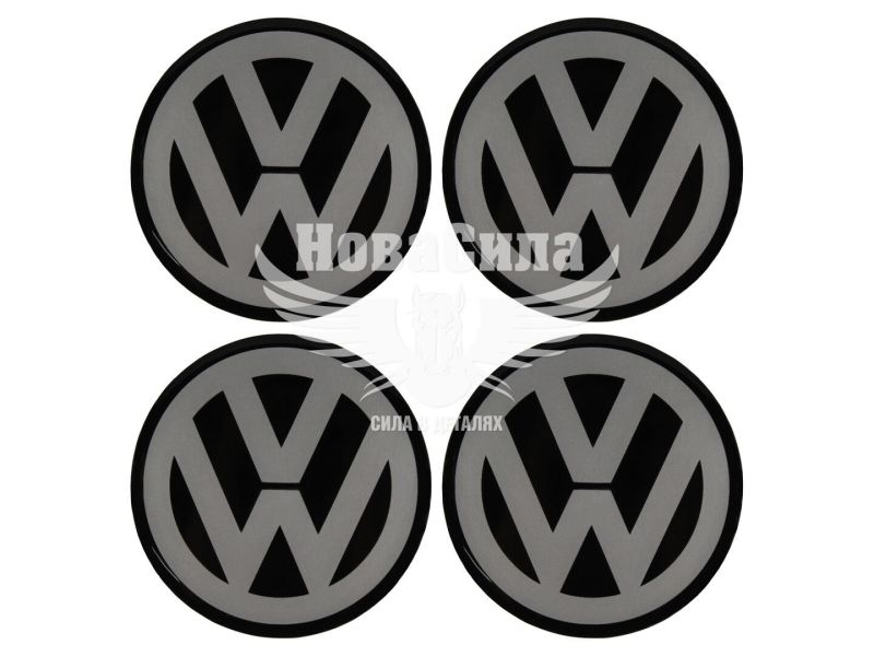 Наклейка VW на ковпаки (силікон) срібна діам. 7 (67-31)