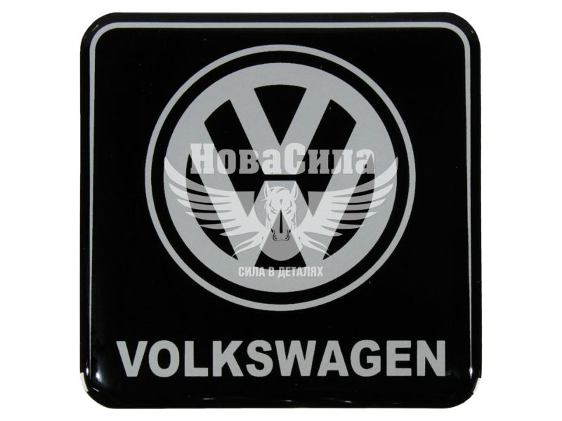 Наклейка з написом Volkswagen (чорне тло) (силікон) 7х7 (71-61)