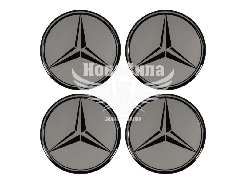 Наклейка Mercedes Benz на ковпаки (срібна) (силікон) діам. 5х5 (68-2)