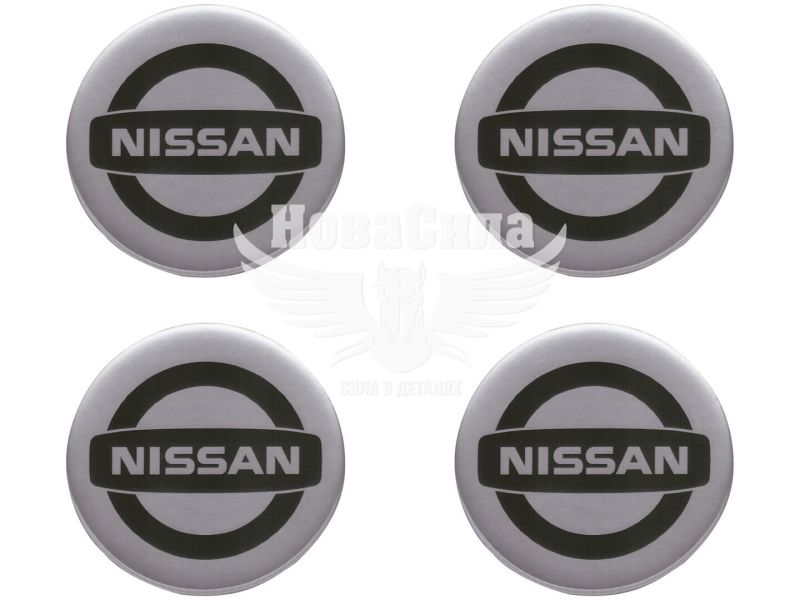 Наклейка Nissan на ковпаки (силікон) срібна діам. 5х5 (67-85)