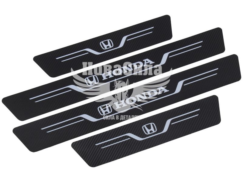 Наклейки на пороги карбон Honda кт. 4шт. 55х7 передні, 35х7 задні (New) (24-79)