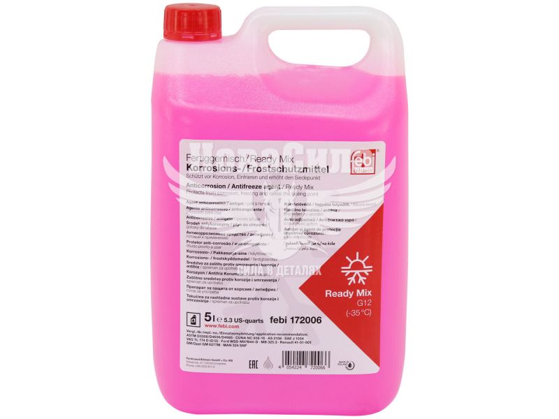 Тосол антифриз червоний -35 (Febi) G12 Ready Mix 5л. (172006)