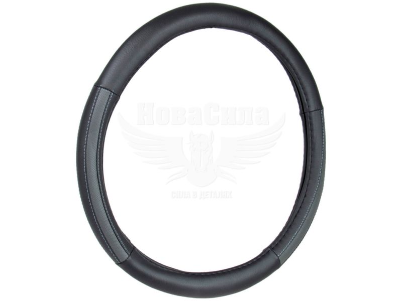 Чохол руля XL чорний з сірими вставками 41-43см. (CarLife) (перфорований) (SW123XL)