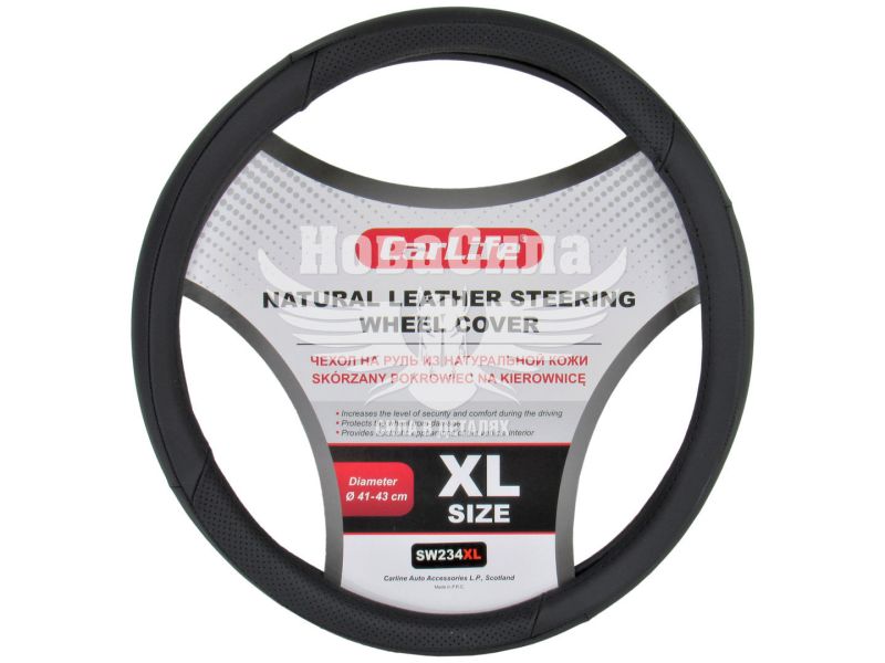 Чохол руля XL шкіра чорний 41-43см. (CarLife) (SW234XL)