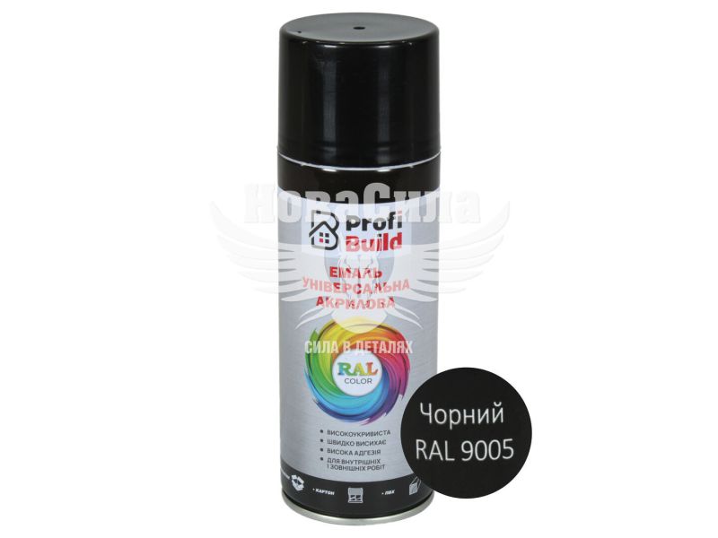 Фарба-спрей (Profi Build) Чорний глянець 400мл.(RAL 9005) (К02_Ral 9005)