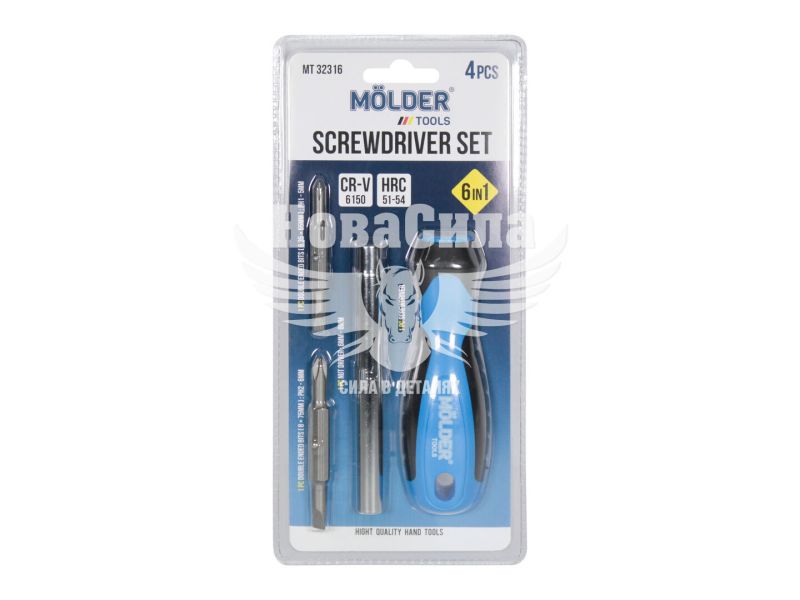 Викрутка (Molder Tools) -/+ 6в1 з насадками (MT32316)