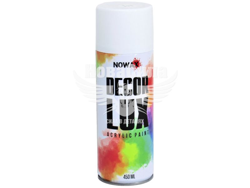 Фарба-спрей (Nowax) Decor Lux Білий мат 450мл. (RAL 9010) (NX48013/NX65013)