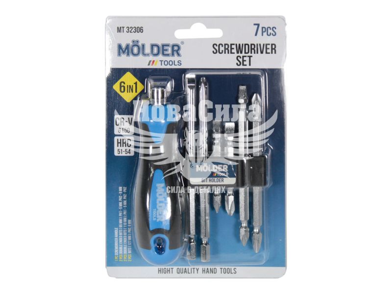 Викрутка (Molder Tools) -/+ 6в1 з насадками підс. (MT32306)
