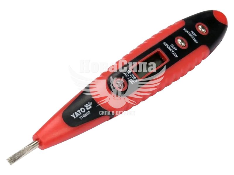 Індикатор напруги цифровий (Yato) 12–250 В, контактний та безконтактний, LCD-дисплей (YT-28630)