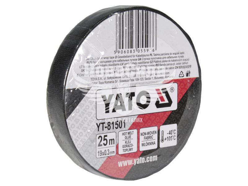 Ізолента матерчата (Yato) 19мм. 25м. чорна (YT-81501)
