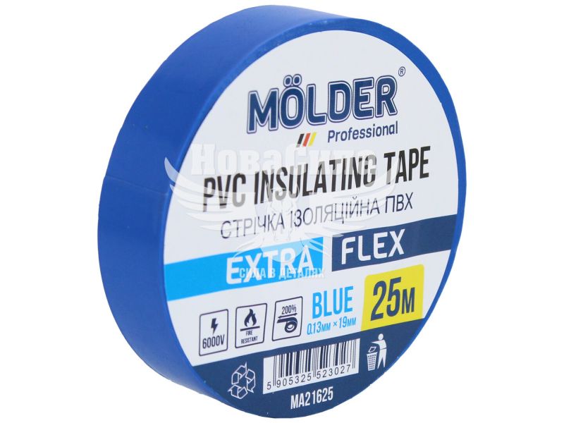 Ізолента вогнестійка (Molder) 25м синя (MA21625)
