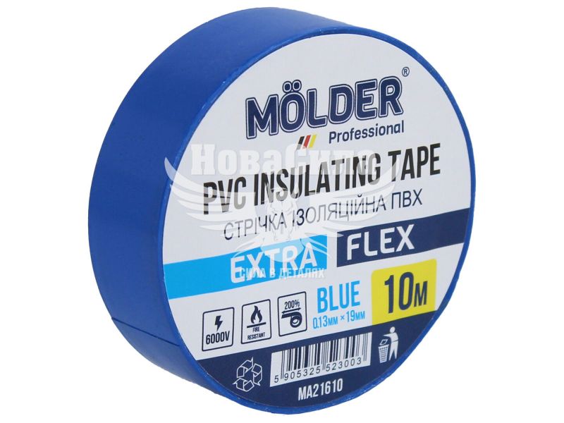 Ізолента вогнестійка (Molder) 10м синя (MA21610)