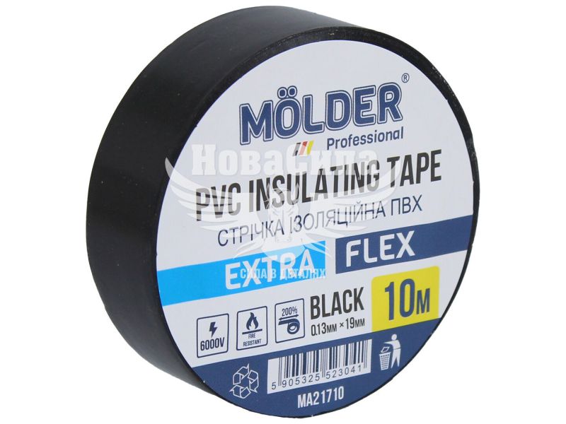Ізолента вогнестійка (Molder) 10м чорна (MA21710)