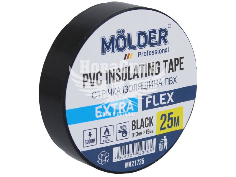 Ізолента вогнестійка (Molder) 25м чорна (MA21725)