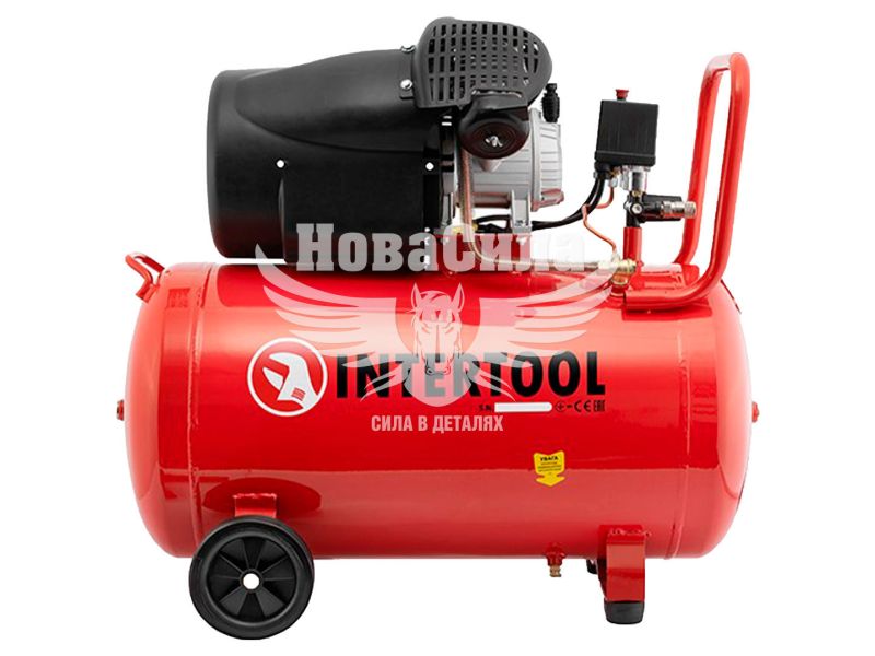 Компресор стаціонарний (Intertool) (1-но цил.) 2HP.- 1,5кВт.- 8атм.- 206л/хв.- 24л.- 30кг. (PT-0009)