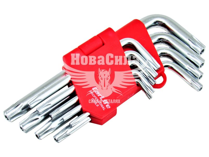 Набір зірочок Г-подібних ключів TORX з отвором (Carlife) Cr-V, T10-T50 (WR2111)