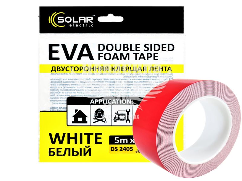 Скотч двохстор. 40мм. 5м. (Solar) EVA (білий) (DS2405)