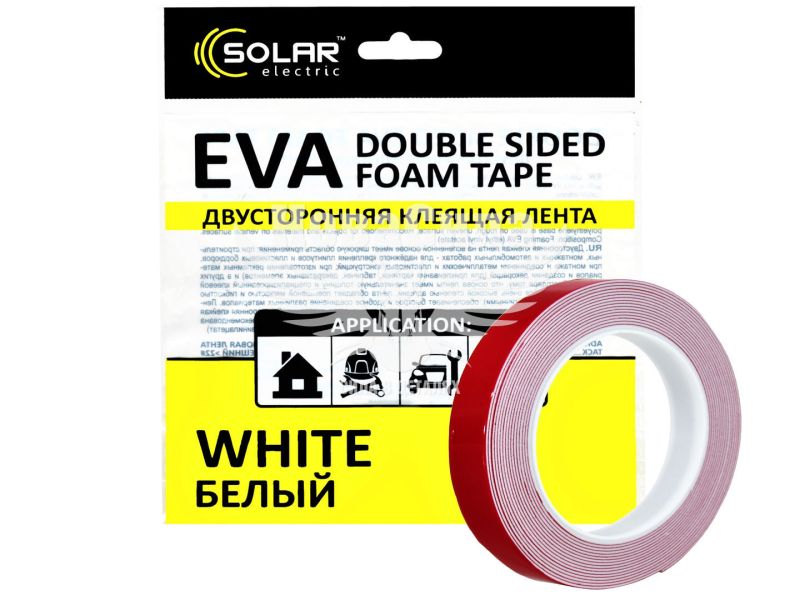 Скотч двохстор. 12мм. 5м. (Solar) EVA (білий) (DS2125)