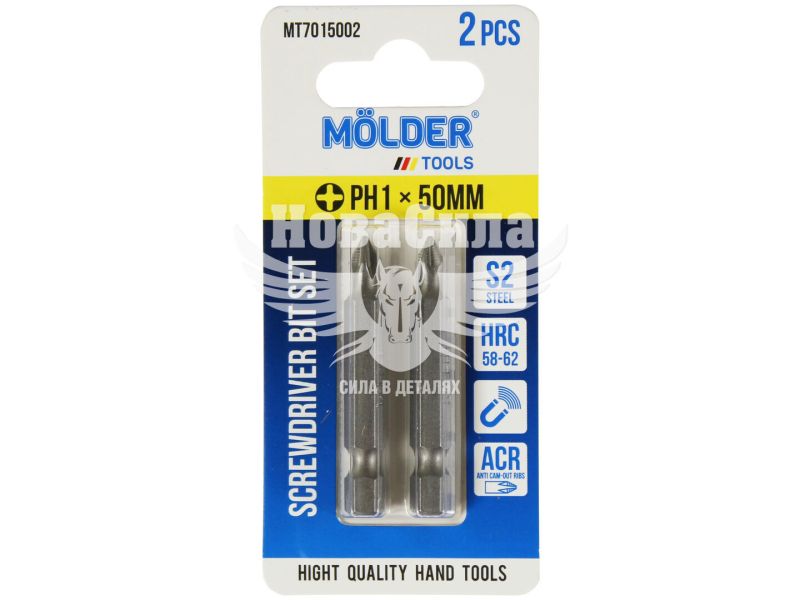 Насадка для викрутки PH1 50мм. (Molder Tools) 2шт. S2 (біта) (MT7015002)