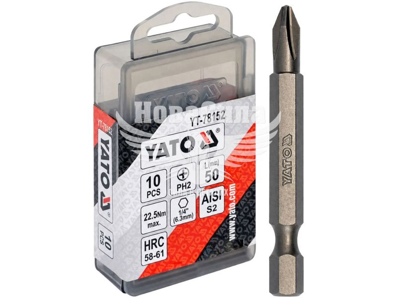 Насадка для викрутки PH2 50мм. (Yato) 10шт. (біта) (YT-78152)