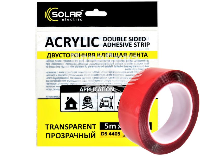 Скотч двохстор. 40мм. 5м. (Solar) Acrylic (прозорий підс.) (DS4405)