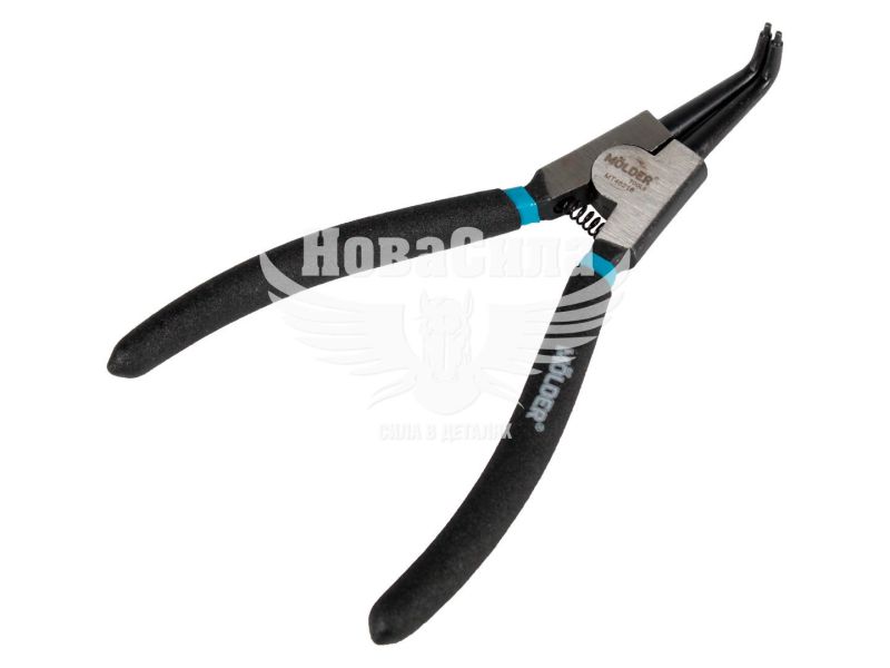 Щипці для зняття стопорних кілець (Molder Tools) зігнуті для розжиму 180мм. (MT46218)