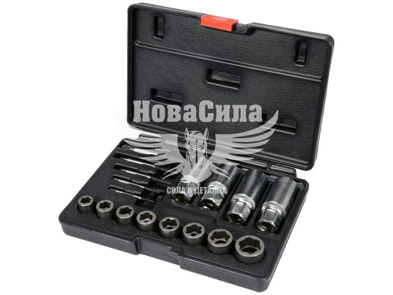 Набір екстракторів для видалення зломаних гвинтів (Yato) HEX-1/2, 3/8" 17 предметів (YT-06033)