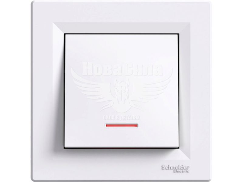 Вимикач одинарний Schneider Electric Asfora з підсвіткою, білий (EPH1400121)