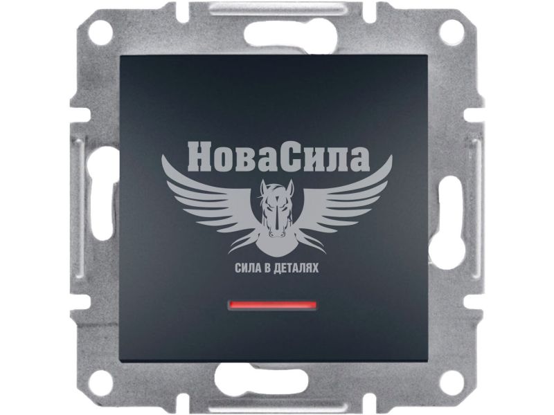 Вимикач одинарний Schneider Electric Asfora з підсвіткою, антрацит, без рамки (EPH1400171)