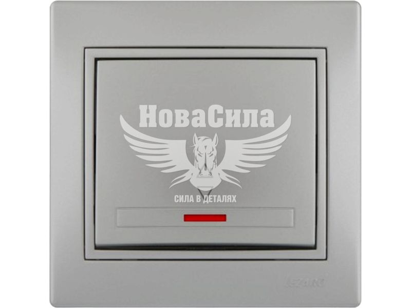 Вимикач прохідний одинарний Lezard Mira з підсвіткою, сірий металік (701-1010-114)