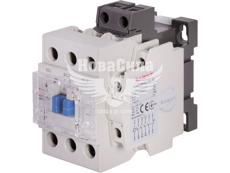 Контактор E.NEXT e.industrial.ukc.32.380, 32А, 380В, 3P, 1no+1nc (i.0090031)