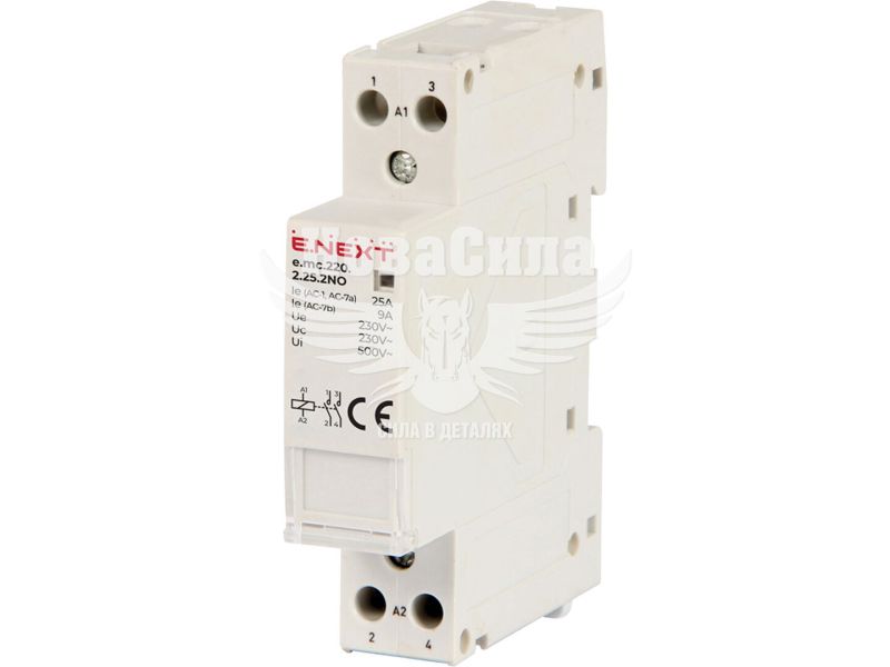 Модульний контактор E.NEXT e.mc.220.2.25.2NO, 2р, 25А, 2NO, 220В (p005001)