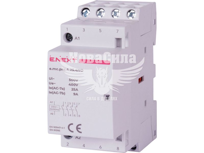 Модульний контактор E.NEXT e.mc.pro.4.25.4NO, 4р, 25А, 4NO, 220В (p005205)