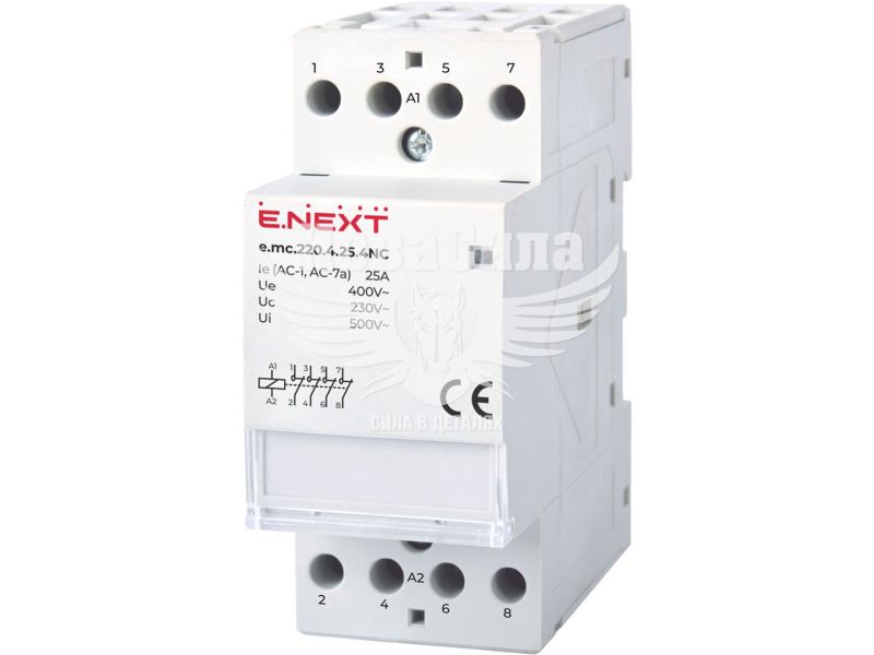 Модульний контактор E.NEXT e.mc.220.4.25.4NC, 4р, 25А, 4NC, 220В (p005024)