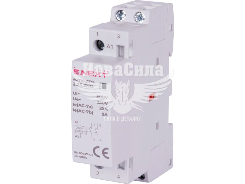 Модульний контактор E.NEXT e.mc.pro.2.25.2NO, 2р, 25А, 2NO, 220В (p005201)