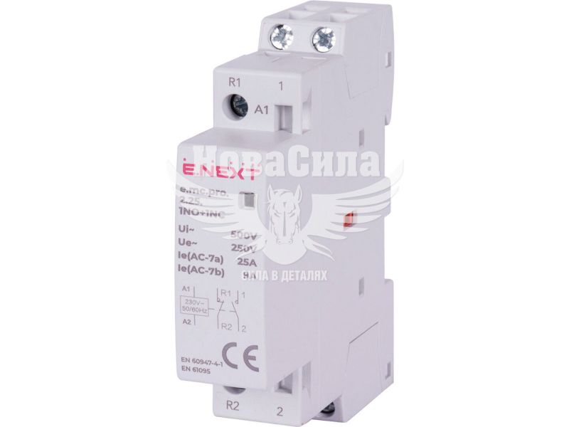 Модульний контактор E.NEXT e.mc.pro.2.25.1NO+1NC, 2р, 25А, 1NO+1NC, 220В (p005220)