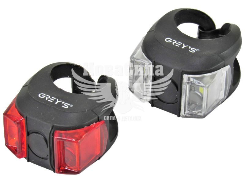 Мигалка велосипедна (Greys) силікон, роб. до 140год, 2хLEDs 0,5W, вологозах, 2XCR2032, 3 реж. роботи (GR13100)