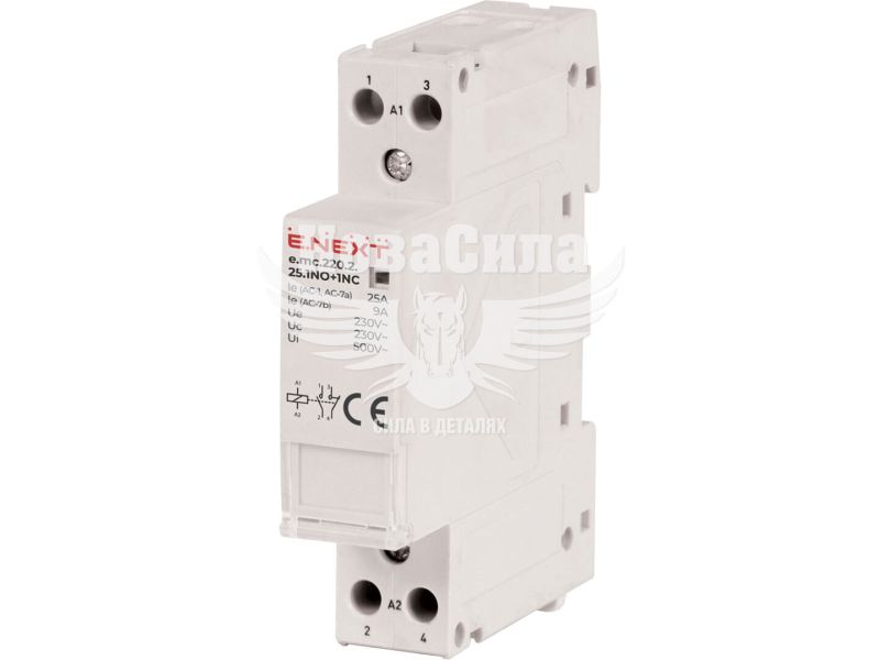 Модульний контактор E.NEXT e.mc.220.2.25.1NO+1NC, 2р, 25А, 1NO+1NC, 220В (p005020)